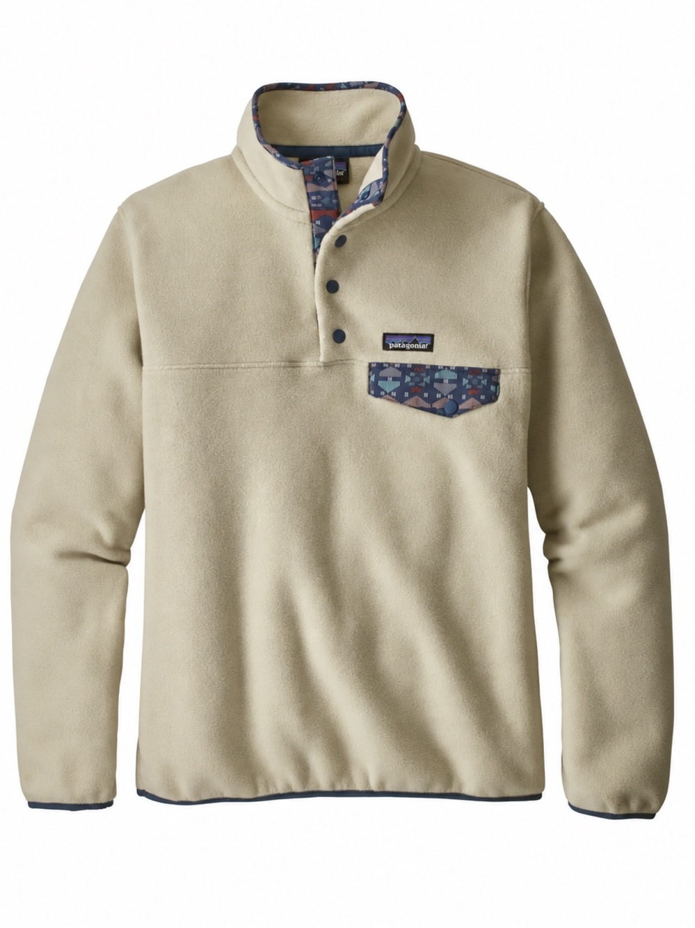 Patagonia Women’s Lightweight Synchilla Pullover Fleece Beige Patterned Trim L